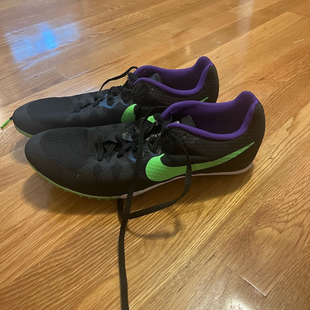 Nike Black and Lime Green Racing Spikes